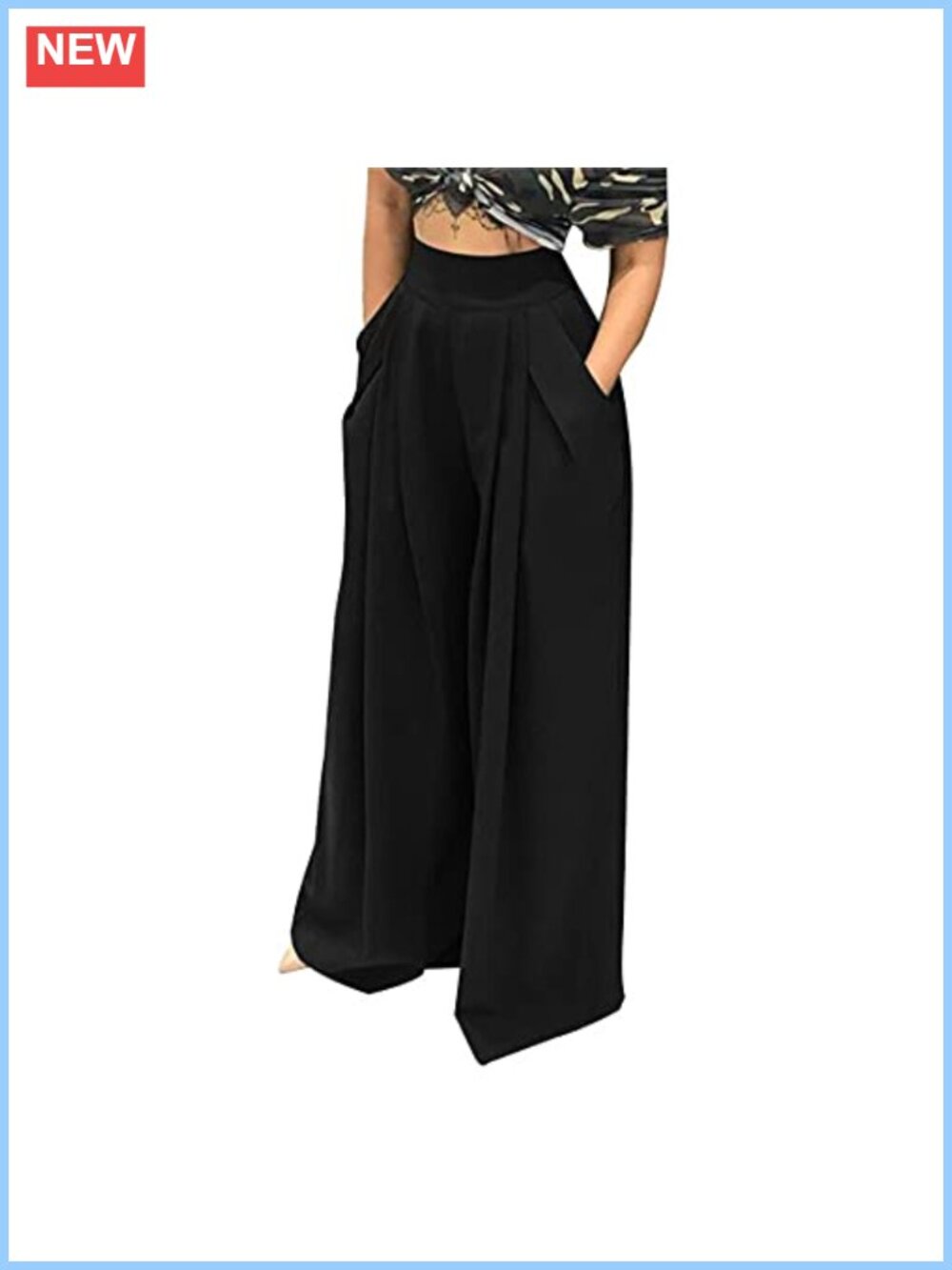 High Waisted Wide Leg Palazzo Pants for Women Flowy Casual Loose Fit with